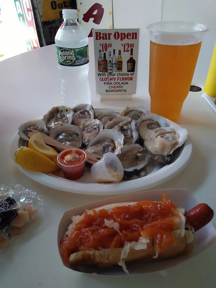 Oysters & Loaded Hot Dog